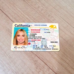 Real-looking front photo of custom California driver license
