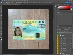 Front side Colorado driver license Photoshop preview