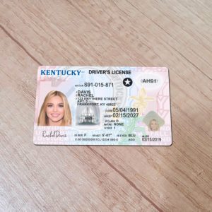 Realistic front side Kentucky driver license picture
