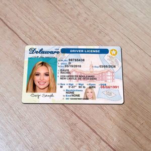 Real-looking front photo of custom Delaware driver license