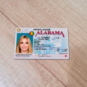 Photo-realistic novelty Alabama Driver License front
