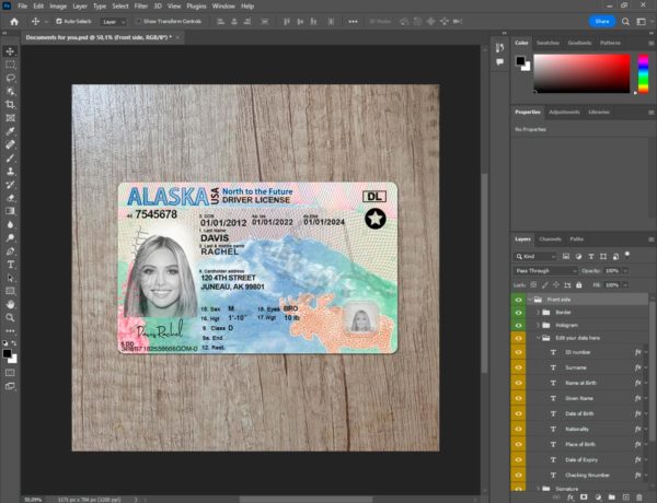 Alaska Editable Driver License PSD – Custom Digital ID for Verification ...