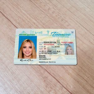 Real-looking front photo of custom Tennessee driver license