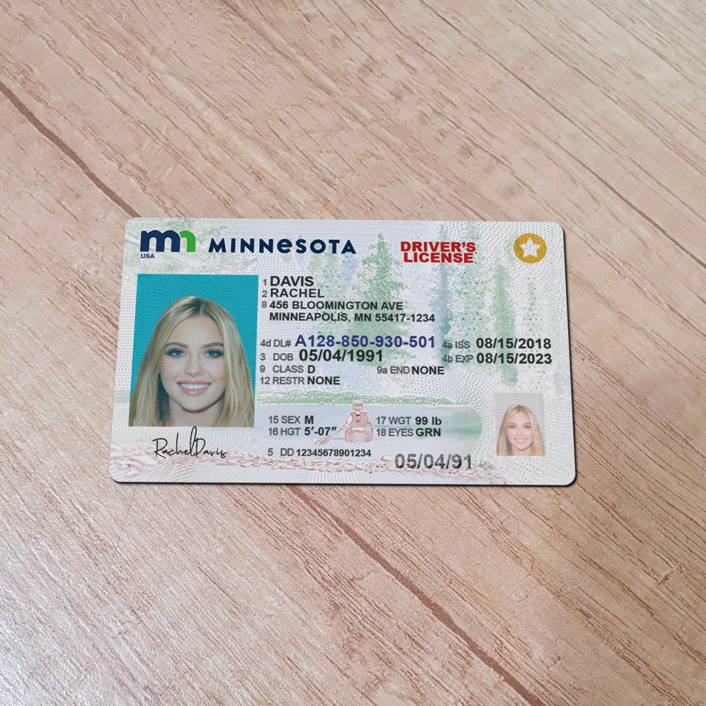 Minnesota Real-looking front photo of custom driver license