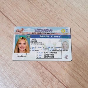 Natural lighting photo of front side Nevada driver license