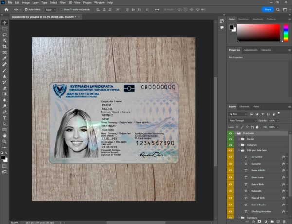 Custom Cyprus ID Template | Digital Printable Layout