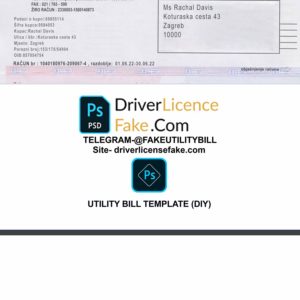 Croatia utility bill template