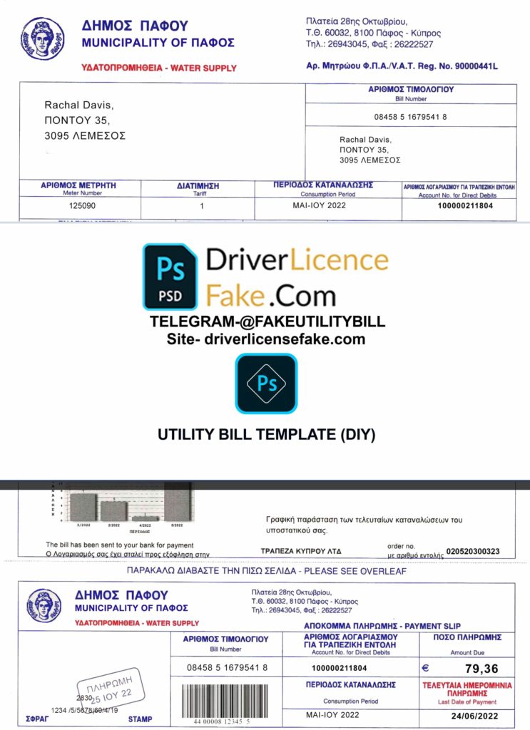 Cyprus utility bill template