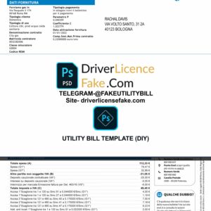 Italy utility bill template