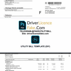 Poland utility bill template