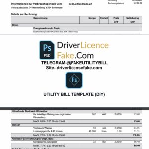 Switzerland utility bill template