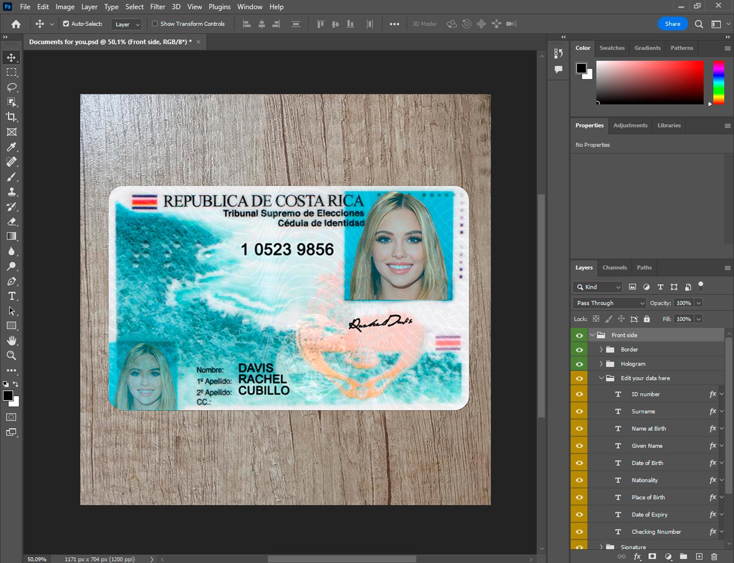 Editable Costa Rica ID Card Template | PSD & JPEG Download