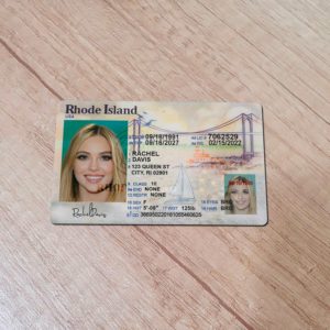 Rhode Island Driver license front side photographed realistically