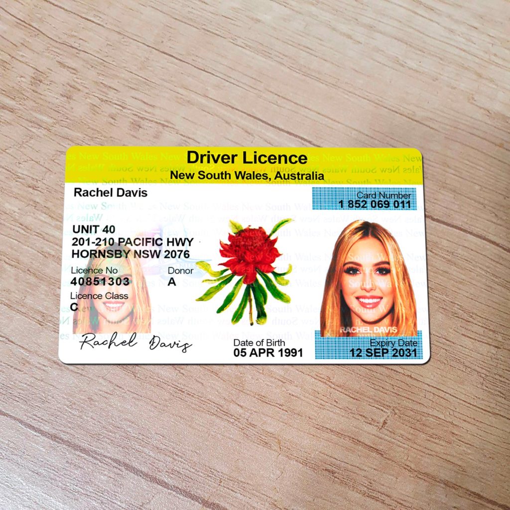 Australia NSW driver license template