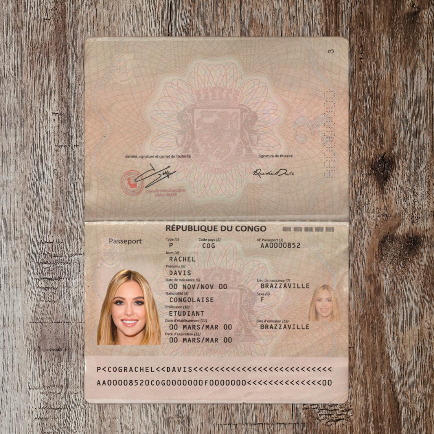 Congo editable passport template