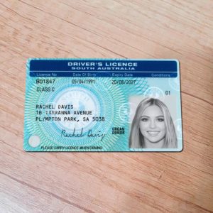 South Australia driver license template