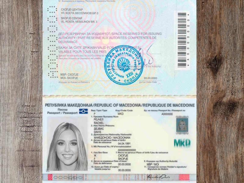 Macedonia editable passport template